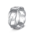 Heren ring 9mm zilveren punk stijl met gepolijst lasergesneden schakelketting ontwerp - US 8 / Zilver