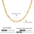 18K gold plated stainless steel sea turtle pendant necklace with detailed measurements - Gold Mixed Texture Necklace (XL31560)