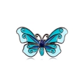 Elegant blue enamel butterfly brooch with inlaid gemstones on a polished metal base - KC0188-1 Blue