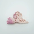 Pince à cheveux mate dégradé rose et lilas, design de tulipe et papillon élégant - Tulipe Papillon / Rose