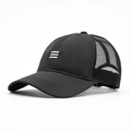 Berretto trucker nero traspirante in mesh con tre strisce bianche e visiera pre-curvata - grigio scuro