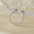 Minimalistische S925 sterling zilveren verstelbare ring in glanzend zilveren afwerking - Maat 14 (Open Verstelbaar) / Witgoud
