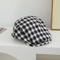 Boina clásica para niños con estampado de pata de gallo en blanco y negro para invierno - 52cm (2-5 Años) / Pata de gallo - Blanco