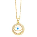 Elegant 18K gold plated evil eye pendant necklace with blue eye and sparkling zircon stones - Style A-Round Zircon Blue Eye