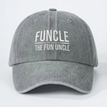 Casquette baseball grise délavée avec broderie FUNCLE THE FUN UNCLE et sangle ajustable - Taille unique / Gris