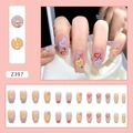 Rosa transparente Kunstnägel zum Aufdrücken mit Herzmustern und Strasssteinen 24er Set - Herzdesign mit kleinen Strasssteinen (Z397) Klebetyp