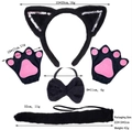 Set cosplay gatto nero 4 pezzi con orecchie di peluche, guanti a zampa e coda - Set Nero Paillettes 5 Pezzi