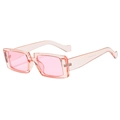 Trendy square transparent pink sunglasses with vintage rectangular frames for women - C10 Transparent Pink