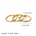 Set di tre anelli minimalisti in acciaio inossidabile dorato con finiture lucide e spazzolate - Set da 3 Pezzi in Oro Satinato Lucido (TR4046-8)