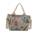 Beige floral jacquard shoulder bag with removable strap and magnetic closure - Jacquard Fabric / Light Floral