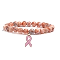 Bracciale di perline di agata rosa occhio di gatto 8mm con ciondolo nastro rosa - Pietra a rete rossa