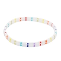 Bohemian rainbow Tila bead bracelet with white square beads and colorful accents - White with Rainbow Details