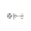 Princess cut square AAA cubic zirconia stud earrings in silver stainless steel finish - White