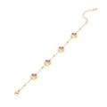 Fashionable gold flower bracelet with five colorful enamel charms and adjustable chain - Style 3 Bracelet