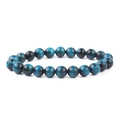 Macro shot of 8-10mm blue tiger eye natural stone beads showing chatoyant silky luster - Lake Blue Tiger Eye