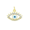 18K vergoldeter Evil Eye Anhänger mit weißem Emaille, blauem Auge und klaren Zirkonia - Weißes Auge