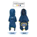 Imperméable pour chien bleu marine avec bordure jaune et protection complète des pattes - M / Bleu lac
