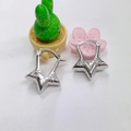 Silver star-shaped hoop earrings with sparkling cubic zirconia insets for women - Silver Star