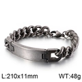Vintage matte stainless steel cuban link ID bracelet in dark silver finish - Gun Black (KB130554-KFC)