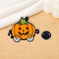 Cartoon Halloween pumpkin carriage enamel pin badge with orange and black details - Pumpkin Carriage (CZ0181-5)