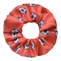 Chouchou en satin rouge avec imprimé football et élastique pour fans de sport - Rouge Football
