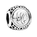 Silver bead charm featuring a girl silhouette with star patterns for DIY bracelets - Virgo / Silver
