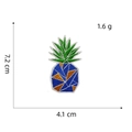 Blue pineapple embroidery patch with green leaves and gold geometric details, 7.2x4.1cm size - Geometric Splicing Pineapple