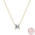Elegant 925 sterling silver square zircon pendant necklace with a minimalist gold finish - 925 Silver / Gold Style 1-White Rhinestone