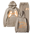 Khaki Ivan Cornejo Donde Estas tracksuit set featuring hoodie and joggers with astronaut print - Camel