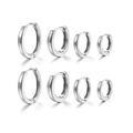 Minimalist silver circular hoop earrings set in four sizes with polished metallic finish - Silver Smooth Square (10mm)