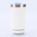 White 304 stainless steel music tumbler with integrated bluetooth speaker and handle - 16oz / White (Upgraded with Speaker)