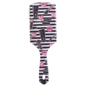 Square cushion hair brush with black white stripes, pink dots and makeup cosmetics print - Black & White Stripes