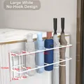 Wall-mounted white metal umbrella stand for multiple umbrellas on a white cabinet - 6 Holes No Hook White