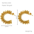 Irregular textured C-shaped earrings in 18K gold plated stainless steel, 31mm height - Stainless Steel 18K Gold Plated / 958 Gold