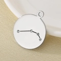 Silver stainless steel zodiac charm with four sparkling crystals in constellation pattern - Silver Style (KLJ4545-Z)