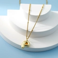 Golden bubble letter P pendant necklace with delicate beaded chain for women - Letter P(P)