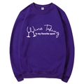 Lila Hoodie mit Wine Tasting Is My Favorite Sport Print aus Baumwollmischgewebe - Lila