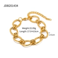 Polished 18K gold stainless steel chunky chain bracelet with lobster clasp, 22g weight - Gold Large Oval Link Bracelet