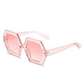 Roze oversized veelhoekige zonnebril met doorschijnend montuur en getinte glazen voor dames - Transparant Roze Frame Roze Gradiënt Lenzen