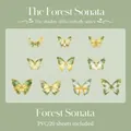Set di 20 adesivi a farfalla in PVC verde traslucido con dettagli in lamina d'oro - Sonata della Foresta (Verde)