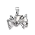 Polished silver butterfly pendant with 18K gold vacuum plating and high gloss finish - Silver 3D Bow Pendant(YSN007-15)