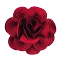 Detail view of 7cm red bubble crepe handmade fabric flower with textured petals - No.12 Wine Red