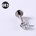 G23 titanium labret piercing met 3mm ronde zirkonia voor oorpiercing sieraden - 1.2x6mm / Hart zirkoon-3mm