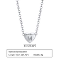 Minimalist silver heart necklace in stainless steel featuring an engraved M initial - 40+5cm / Steel-Letter W