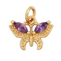 Golden butterfly pendant with purple marquise zircon and embossed wing details - Apricot L352607-Lavender