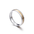 Minimalist two-tone titanium steel ring with gold brushed finish on a white background - US 7 / Steel Color (KR44844-K)