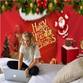 Tapiz festivo de pared de Navidad con Papá Noel y renos para decoración del hogar - 150x130cm / Estilo 1-Papá Noel Muñeco de Neve Fondo Rojo