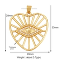 Gold plated heart pendant with evil eye and crystals, dimensions 33mm by 28mm - Evil Eye Heart / Gold