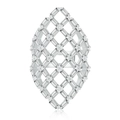 Silver hollow mesh ring with rectangle-cut cubic zirconia and geometric openwork design - US 6 / White Gold