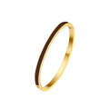 Schmaler 3mm Titanstahl-Armreif in Gold mit braunem Emaille-Inlay und Scharnierverschluss - 5mm / Hellgrau